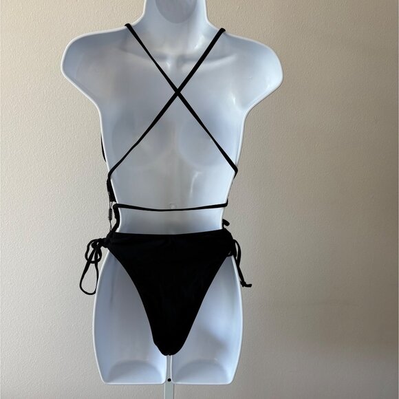 Zaful Swimsuit 6 High-Cut 1-Piece Halter Tie-Side Monokini Y2K Festival Swimwear - Picture 2 of 12